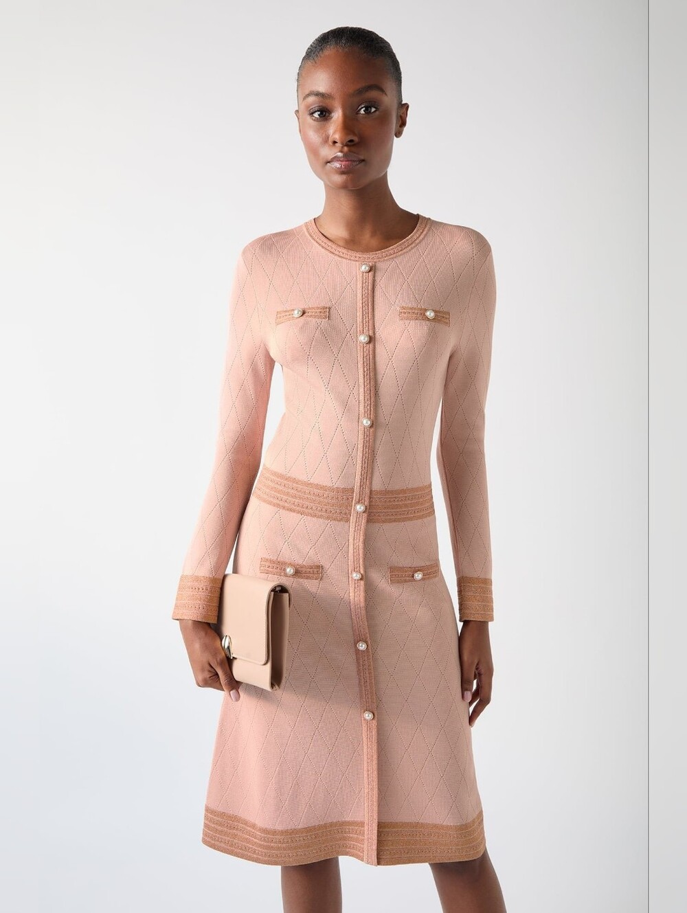 LK Bennett | Mara Metallic Knee Length Dress